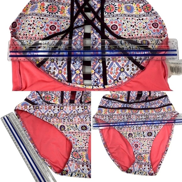 BLEU ROD BEATTIE Positano High Neck One Piece Swimsuit Size 10 Multicolor Print - Picture 9 of 11